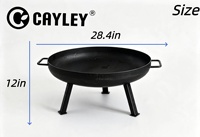Brasero rond en métal avec poignées doubles et support à 3 pieds, foyer à bois pour camping, jardin, cour arrière, chauffage extérieur