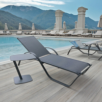 Meubles de piscine extérieure cadre en aluminium chaise longue Table d'appoint tissu imperméable maille élégant Patio cour plage lit Design