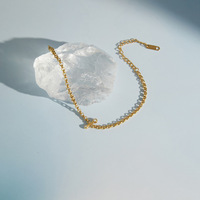Bracelet à maillons en acier inoxydable plaqué or 18 carats avec zircon, style européen et américain, pour femme, luxe léger, niche