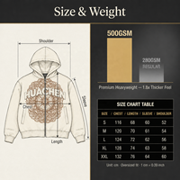 Sweat à capuche zippé vintage personnalisé en molleton délavé, doublure satinée, impression en relief, broderie chenille, coupe oversize, style streetwear