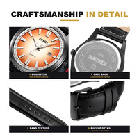 Montre à quartz SKMEI1986 populaire 2026 pour homme, bracelet en cuir véritable, affichage de la date, style décontracté et professionnel, montre-bracelet homme, personnalisation OEM
