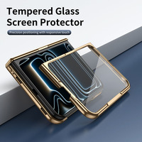 Étui pliable en cuir PU de qualité supérieure avec protection de charnière, antichoc, et protection d'écran en verre trempé pour iPhone Duo 18 Fold