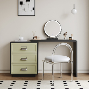 <span class=keywords><strong>Coiffeuse</strong></span> lumineuse de style français moderne <span class=keywords><strong>pour</strong></span> adultes <span class=keywords><strong>coiffeuse</strong></span> de rangement de luxe légère <span class=keywords><strong>pour</strong></span> la maison ensemble de commode de style minimaliste en bois - Product Image 1