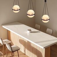 Lustre décoratif en marbre pour salle à manger, suspension en fer avec boules, lampe en albâtre espagnol, luminaire minimaliste pour îlot de cuisine