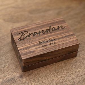Custom Personalized Name Cufflink Groomsman Gift Jewelry Wooden <b>Box</b> Perfect Cufflinks Bachelor Party <b>Wedding</b> <b>Keepsake</b> - Product Image 1
