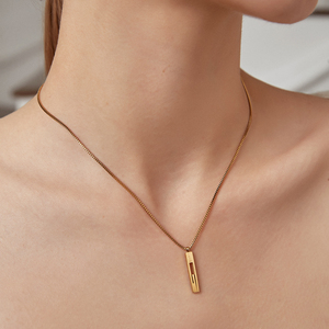 <span class=keywords><strong>Collier</strong></span> coréen à pendentif carré en acier inoxydable <span class=keywords><strong>pour</strong></span> femme, bijoux de mode, SP-LAM - Product Image 3