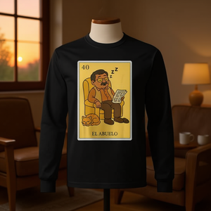 Camiseta de manga larga Sleepy Grandpa Spanish Mexican Bingo para abuela - Product Image 3