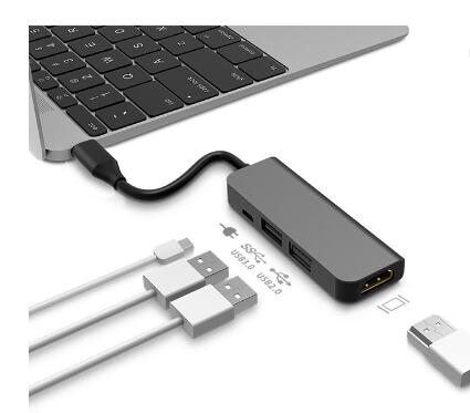 Ультра тонкий алюминиевый 4 порта USB C концентратор многопортовый переходник 4K 2 * USB-A Micro USB 5V зарядки Type C USB Hub адаптер