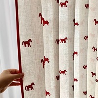 Rideau Brodé Personnalisé, Motif Cheval Porte-Bonheur 2026 Nouveau Rideau Occultant pour Chambre d'Enfants Garçons Filles, Rideau de Fenêtre Voilage