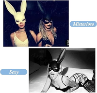 2025 plus populaire vente chaude oreilles demi visage Protection de l'environnement PVC fêtes Costume mascarade Sexy lapin lapin noir mat