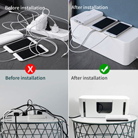Lot de 2 boîtes de gestion de câbles électroniques en PVC blanc durable, organisateur de cordons, multiprises, protection contre les surtensions, gestion des fils, rallonge