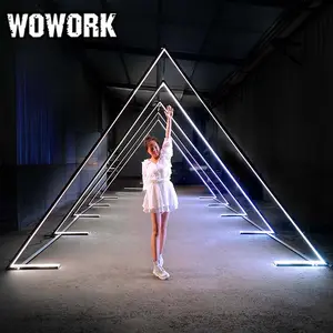 2024 WOWORK 서 led 거대한 프레임 네온 웨딩 경로 터널 조명 웨딩 무대 배경 장식