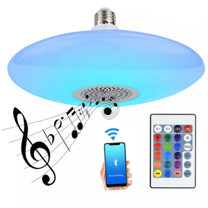 <span class=keywords><strong>Ampoule</strong></span> haut-parleur <span class=keywords><strong>Bluetooth</strong></span> 20W E27 RGB+Blanc, plafonnier <span class=keywords><strong>LED</strong></span> intelligent avec télécommande via application pour la maison - Product Image 1