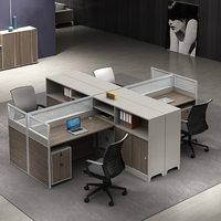 LR-W-017 1-8 places bureau poste de travail ordinateur cabine diviseur Table bureau avec panneau de verre Style bois pour le cloisonnement de bureau