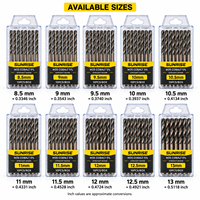 Forets hélicoïdaux HSS M35 Cobalt 5% en gros, 8,5-13 mm, queue droite, entièrement affûtés pour le perçage de l'acier inoxydable, OEM, 10 pièces/boîte