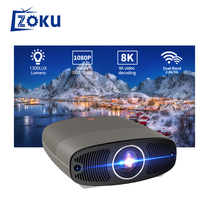 ZOKU U1 High 1300Lumens 32GB Smart Home Theater Projector with LED Full ...