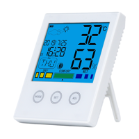 Meteran Kelembapan Suhu Digital LCD Termometer Higrometer Jam Alarm Stasiun Cuaca untuk Rumah Kantor Dapur