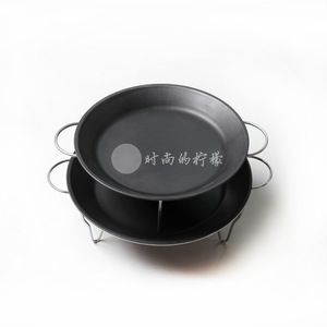 Wok de hierro antiadherente con soporte para cocinar al vapor y guisar, 30 cm, color sólido - Product Image 3