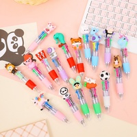 Stylo bille miniature mignon en plastique 4 couleurs, 0,7 mm, motif dessin animé, pour l'école, la papeterie, les récompenses et les cadeaux