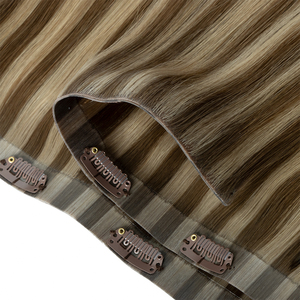 Extensions de <span class=keywords><strong>cheveux</strong></span> humains à clips brun foncé, invisibles, double épaisseur, vierges Remy, bouclées naturelles, ondulées - Product Image 1