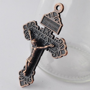 Ciondolo con croce e croce di Pardon cattolico placcato in rame antico in lega di zinco metallo 55x33mm regalo <span class=keywords><strong>poli</strong></span> sacchetto pendenti con ciondoli religiosi - Product Image 2