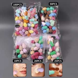 มีตัวอย่างให้เลือก 10/20/25/50 ชิ้น ชุดฟองน้ำแต่งหน้าแบบไม่มีส่วนผสมของน้ำยาง ป้องกันการแพ้ สำหรับครีม/แป้ง/รองพื้น สีพาสเทล - Product Image 2