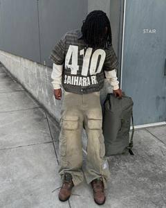 Tùy Chỉnh Mùa Hè Nối Kẻ Sọc Giản Dị Áo Sơ Mi Cổ Điển Màn Hình In Ấn Boxy Phù Hợp Unisex Nút Hai Lớp Dài Tay Áo Áo Sơ Mi Của Người Đàn Ông - Product Image 5