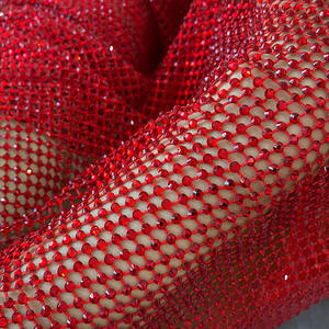 도매 패션 크리스탈 비즈 스톤 다이아몬드 메쉬 패브릭 탄성 트리밍 - Product Image 4