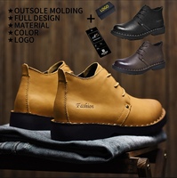 Sepatu Boots Kulit Sapi Asli Pria Model Retro Motif Kotak-kotak, Tali di Bagian Atas, Layanan Logo Kustom, Pasokan Pabrik
