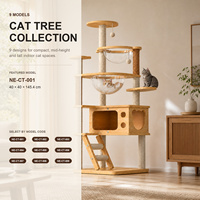 Tiang Garukan Kucing Mewah Multi-Level Modern dari Kayu Sisal yang Tahan Lama dengan Rangka Panjat, Menara Pohon Kucing, Rumah Kapsul Luar Angkasa untuk Kucing