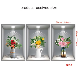 Adesivo da parete con piante in vaso di Rose 3D struttura fotografica soggiorno divano sfondo decorazione da parete adesivo - Product Image 6