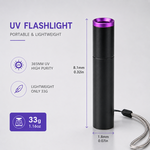 Linterna UV de Bolsillo de 3W con Filtro ZWB2 de 365nm, Recargable por USB-C, Resistente al Agua, Detección de Tinta Invisible, <span class=keywords><strong>Luz</strong></span> <span class=keywords><strong>Negra</strong></span> - Product Image 3
