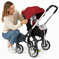 Vente en gros B2B, poussette bébé 3 en 1, cadre en alliage d'aluminium, multifonctionnelle, pliable, 0-6 mois, capacité de charge de 25 kg, OEM ODM