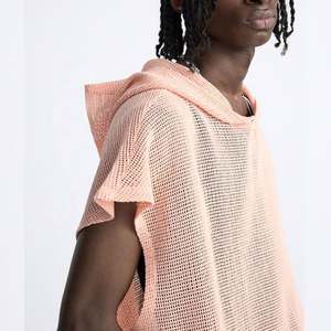 T-shirt et sweat à capuche tricotés personnalisés pour homme, motif uni, maille, coupe oversize, 180g, 100% polyester, design vierge - Product Image 4