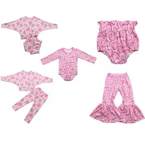 बच्चों के बच्चे वैलेंटाइन डे गुलाबी प्रेम शरीर के लिए गुलाबी रंग के अंगसूट पैंट ब्लोमर्स बुटीक नवजात उत्सव के कपड़े