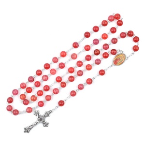 <span class=keywords><strong>Nuestra</strong></span> <span class=keywords><strong>Señora</strong></span> <span class=keywords><strong>de</strong></span> <span class=keywords><strong>Guadalupe</strong></span> ágata roja 8mm Cruz religiosa collar con caja católica Cadena <span class=keywords><strong>de</strong></span> <span class=keywords><strong>rosario</strong></span> - Product Image 5