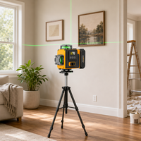 Niveau laser rotatif de qualité industrielle, auto-nivelant, sur trépied, vert, 16 points, 0-360°, batterie lithium 18V DC, outil de construction pour