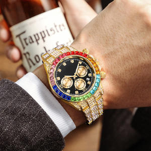 Montre de luxe pour homme, style hip-hop, à quartz, avec diamants et strass, design brillant, très tendance - Product Image 2