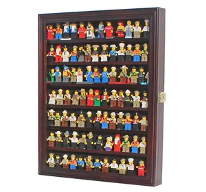 Benutzer definierte Baustein Spielzeug Mini figuren Vitrine Wandschrank Massivholz