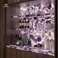 Plan de travail et crédence de cuisine modernes en quartz améthyste translucide violet pour la lithothérapie