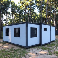 Maison conteneur pliable en acier extensible de 20 pieds, modèle moderne, villa préfabriquée à 2 chambres pour usage commercial disponible