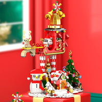 Kit de briques de construction DIY de Noël, calendrier de l'Avent avec sapin de Noël, bonhomme de neige et maison en pain d'épices, jouet de construction éducatif