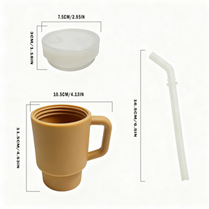 Cangkir bayi Sippy dengan tutup sedotan silikon Kualitas Makanan bebas BPA piring ramah lingkungan pelatih susu aman cangkir makan makanan ringan - Product Image 2