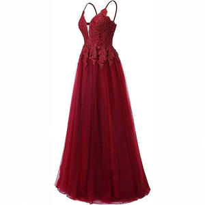 ストラップのイブニングドレスクロスボーダーAliexpressヨーロッパ系アメリカ人の誕生日パーティープロムロングレースメッシュ女性のドレス - Product Image 2