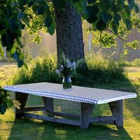 Nappe rectangulaire pliante de 30 x 72 pouces, bleu à carreaux, en PEVA plastique élastique, pour pique-nique en plein air, fête