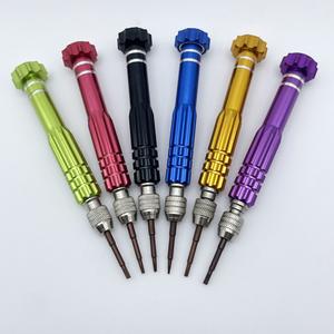 Juego de destornilladores de precisión multicolor, 5 en 1, con punta magnética plana para reparación de relojes, vidrios y teléfonos, con mango antideslizante. - Product Image 1