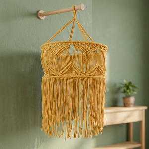 Lampe suspendue en macramé, style bohème, géométrique, avec pompons, décoration de plafond, décoration intérieure pour salon, décoration de la maison - Product Image 2