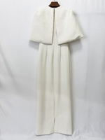 A12532 Robe de cocktail élégante, sans bretelles, à volants, style bandage, longueur genou