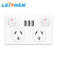 Sạc Nhanh 3.6 Amp Power Point GPO SAA Chấp Thuận 3 USB 10 Amp 240 V Màu Trắng New Zealand Úc