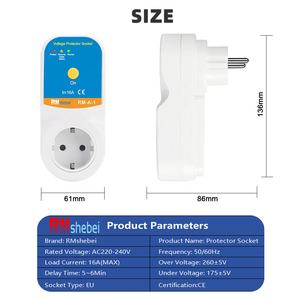 RMshebei自動電圧プロテクターソケットスイッチャーAC220V電源安全プロテクターEUPlugソケット安全冷蔵庫保護 - Product Image 2